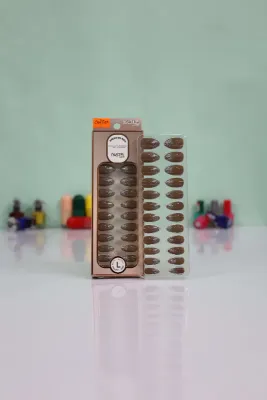 Pastel Beauty False Nails Glittery Coffee-24pcs